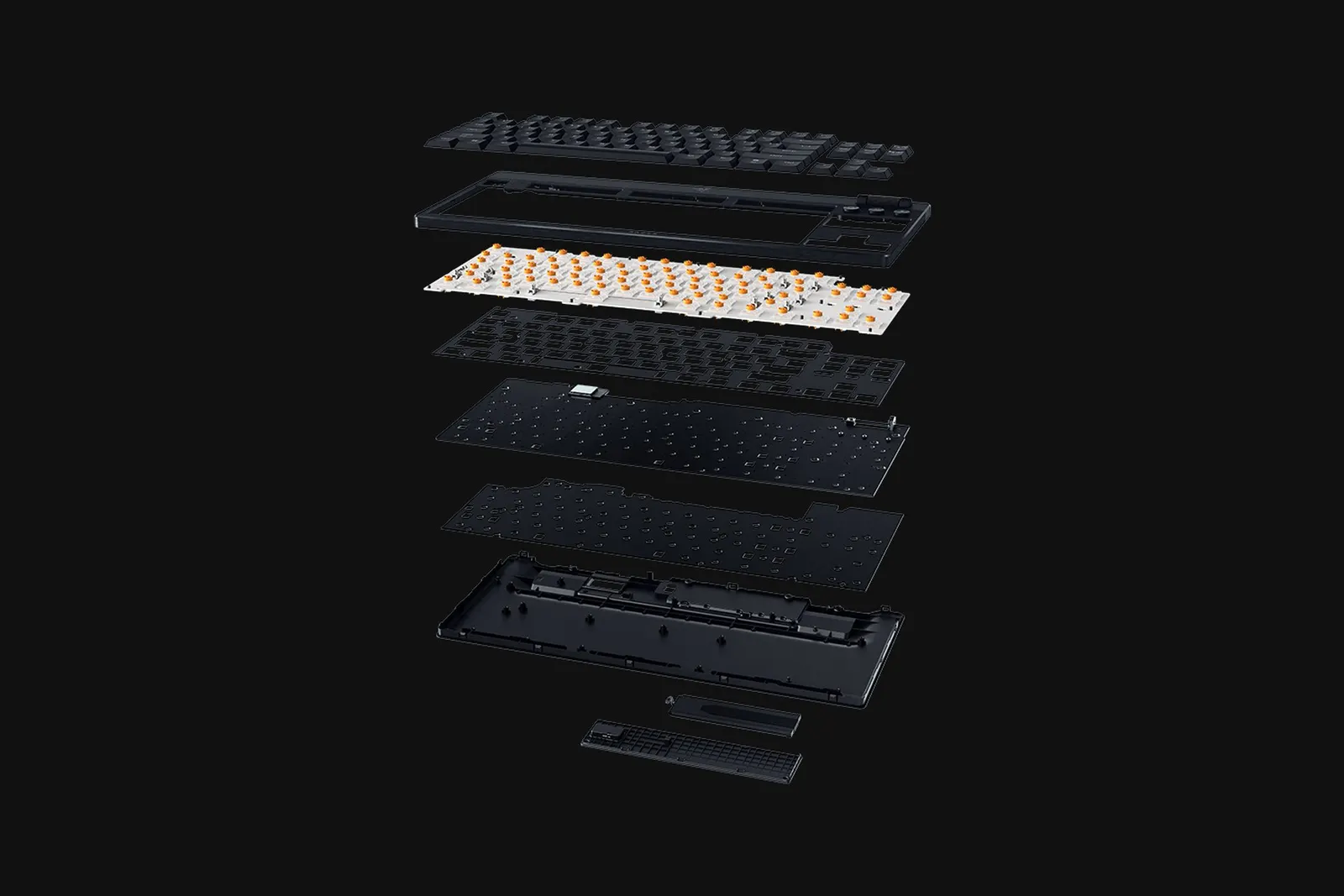 Razer Keyboard mechanical BlackWidow V4 Low-profile TKL HyperSpeed, 87key, Green Switch, USB-A/WL/BT, EN, RGB, black