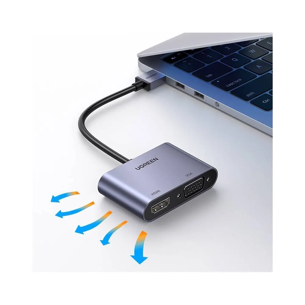 ადაპტერი UGREEN CM449 (20518) USB 3.0 to HDMI/VGA Converter, Silver