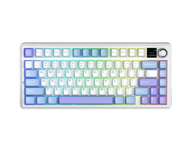 კლავიატურა AULA F75MAX Gasket Wireless Mechanical Keyboard Glacier Blue/White/Purple (Reaper Switch)