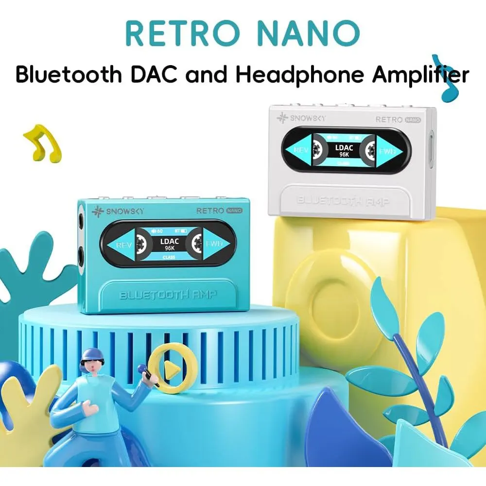DAC გამაძლიერებელი FiiO SNOWSKY Retro NANO F3085B 3.5mm + 4.4mm Jack, Type-C, Bluetooth DAC And Headphone Amplifier, Blue