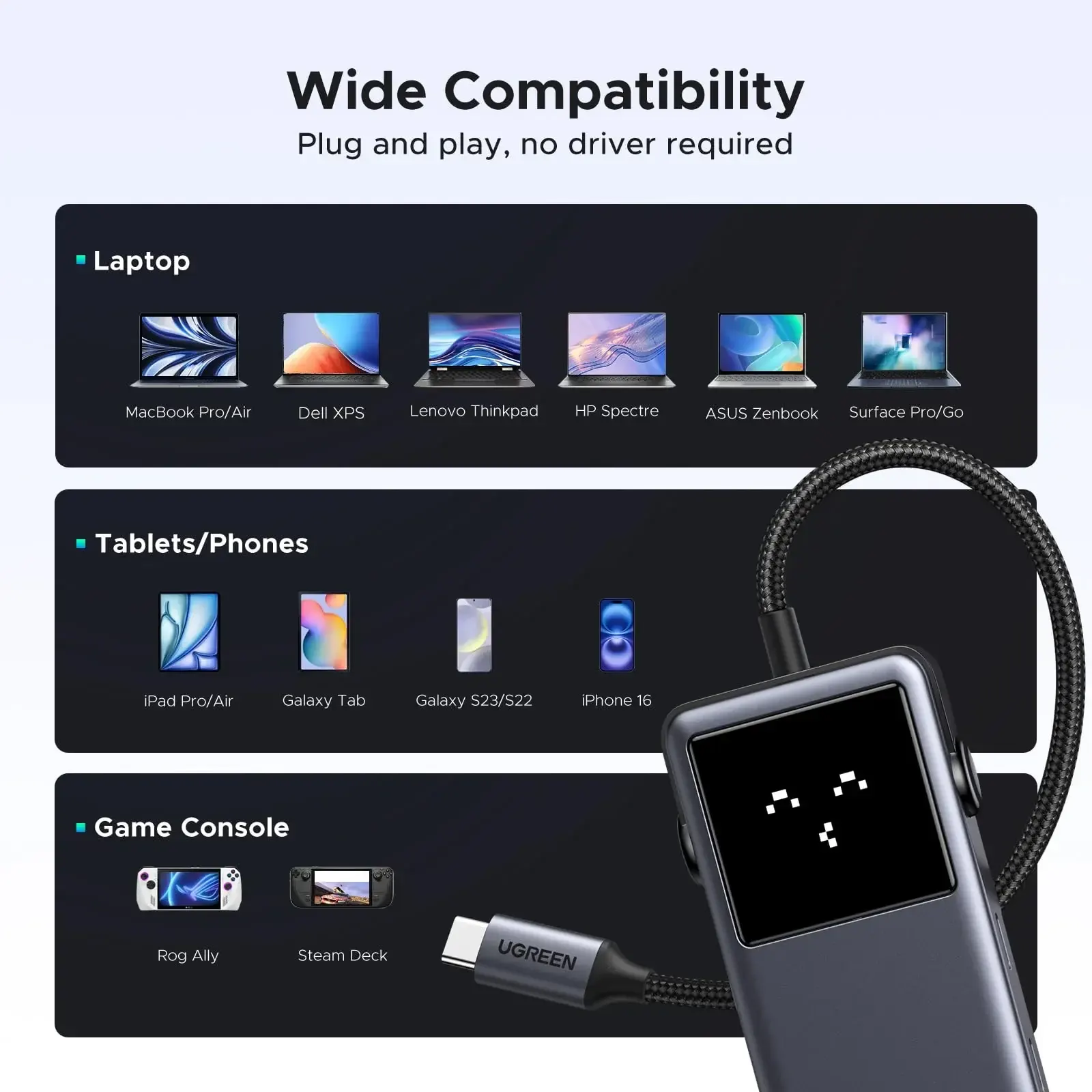 Type-C ჰაბი CM888, UGREEN, USB HUB, Groovy Robot, 6-in-1, HDMI, USB-A, Type-C, HUB, Space Gray.