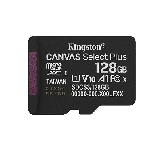 მეხსიერების ბარათი SDCS3/128GBSP, KINGSTON, Memory Card, 128GB, Canvas Select Plus microSD,Class 10, UHS-I read speeds up to 150 MB/s.