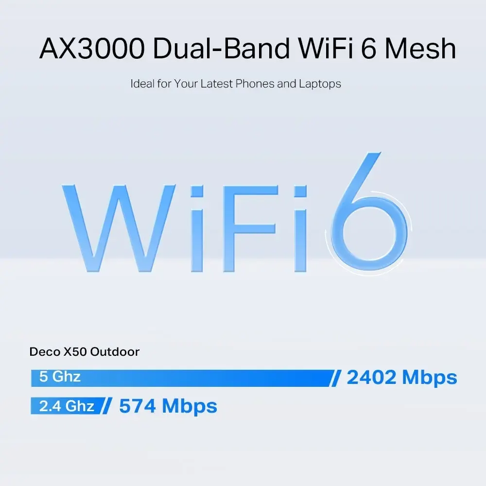 TP-Link, Deco X50-Outdoor(1-pack), AX3000 Outdoor/Indoor Mesh Wi-Fi 6