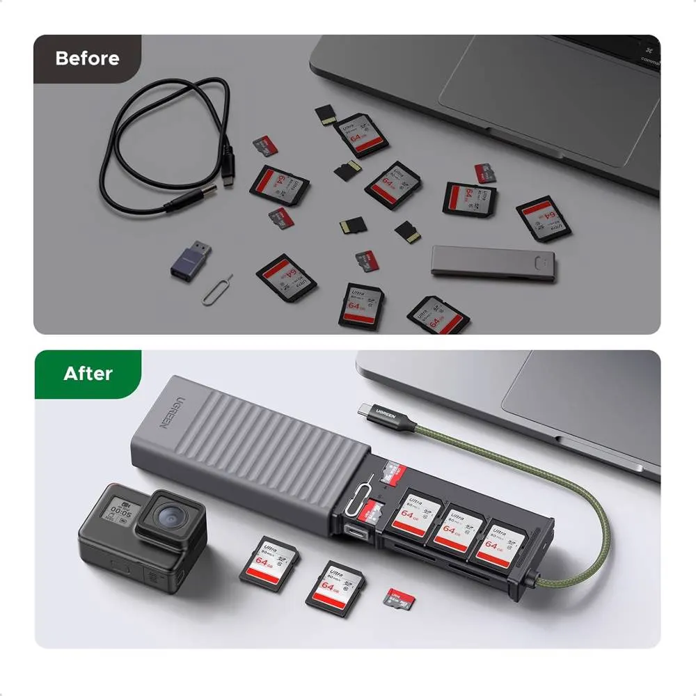 ბარათის წამკითხველი ქეისი UGREEN CM856 (55899), Multi-function Card Reader Case, Grey