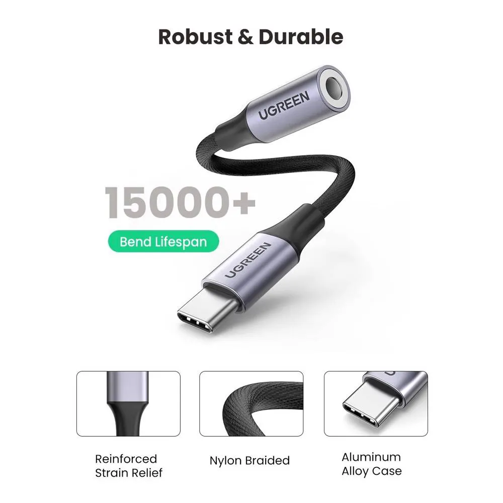 აუდიო ადაპტერი UGREEN 80154, Type-C to Aux 3.5mm Female Audio Adapter, 10cm, Space Gray