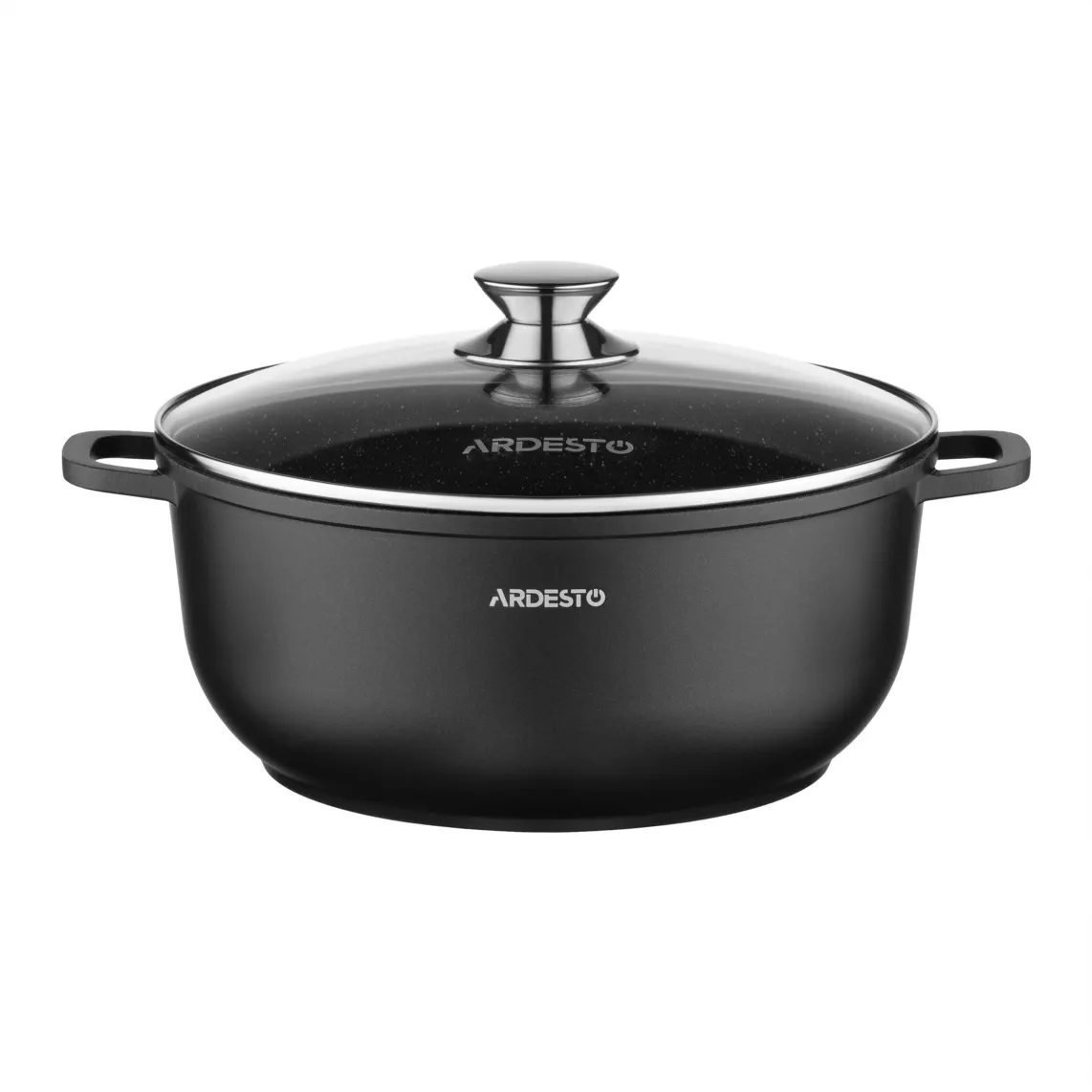 Casserole with glass lid ARDESTO Gemini, 6.5l, aluminum, black