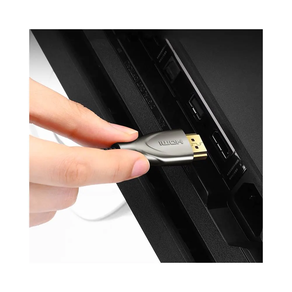 HDMI კაბელი UGREEN 50108, 4K, 2.0 HDMI to HDMI Carbon Fiber Zinc Alloy Cable, 2m, Grey