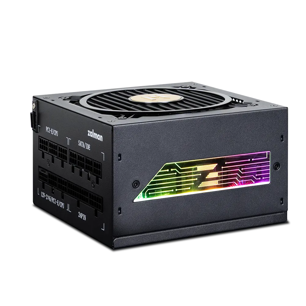 Zalman PSU Teramax 2 View (1200W) 99%, 80+ Gold, 120mm, 1xMB 24pin(18+10), 2xCPU(4+4 pin), 3xMolex, 12xSATA, 4xPCIe 8pin(6+2), 1xPCIe GEN5 16pin, 1x