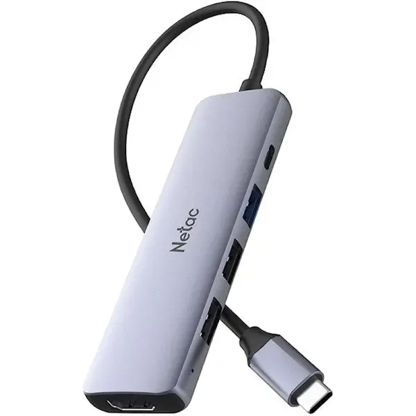 WF13, NETAC, USB Adapter, Type-C to USB3.0+USB2.0*2+100W PD+HDMI.