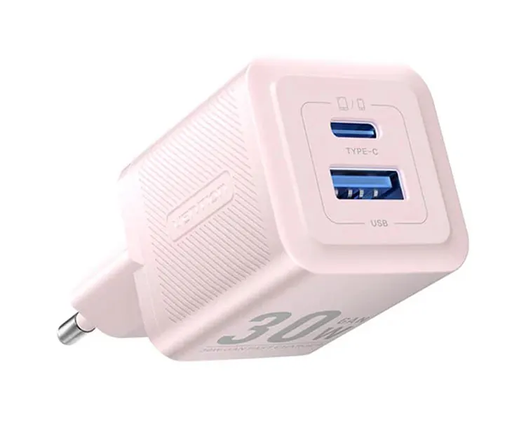 დამტენი Vention FEQP0-EU 2-Port USB (C+A) GaN Charger (30W/30W) EU-Plug Pink