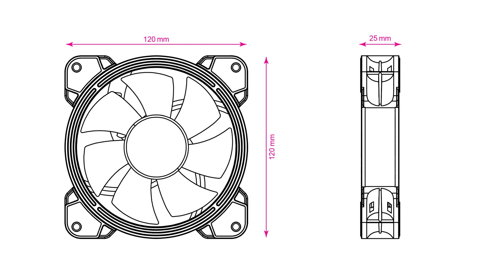 2E GAMING Case fan AIR COOL ACF120B-RGB, 120mm, 1300rpm, 4pin PWM+3pin, 24.8dBa