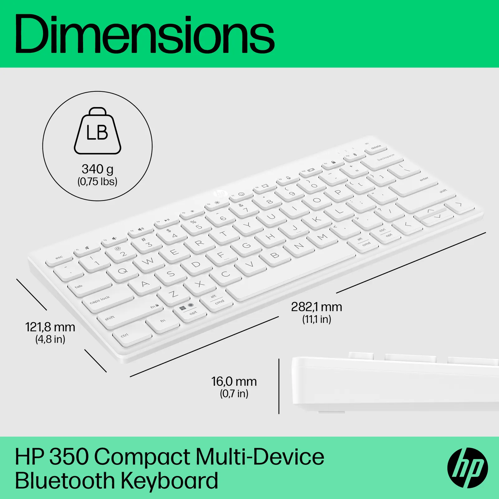 HP 350 WHT Compact Multi-Device Keyboard RUSS