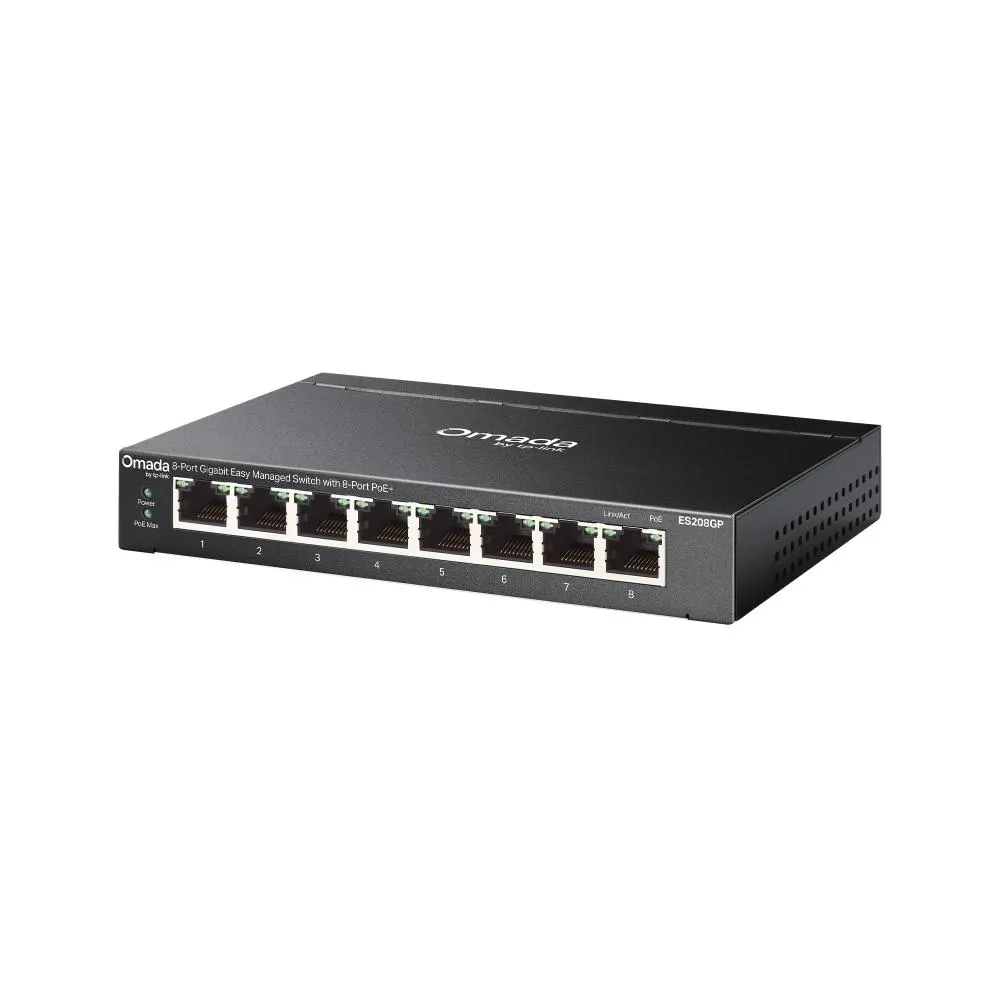 PoE სვიჩი TP-Link, ES208GP, Switch, Omada 8-Port Gigabit Easy Managed Switch with 8-Port PoE+