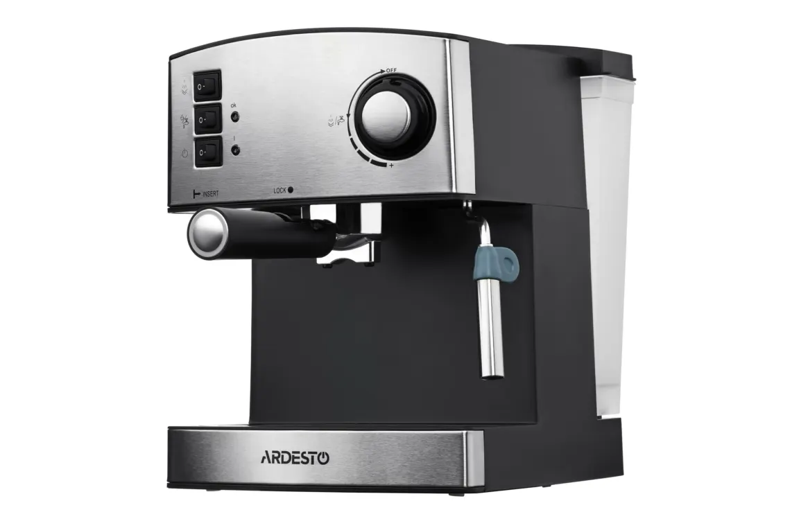 ყავის აპარატი Ardesto coffee maker carob Steel Collection 1.6l, ground, hand capuchino maker, silver-black
