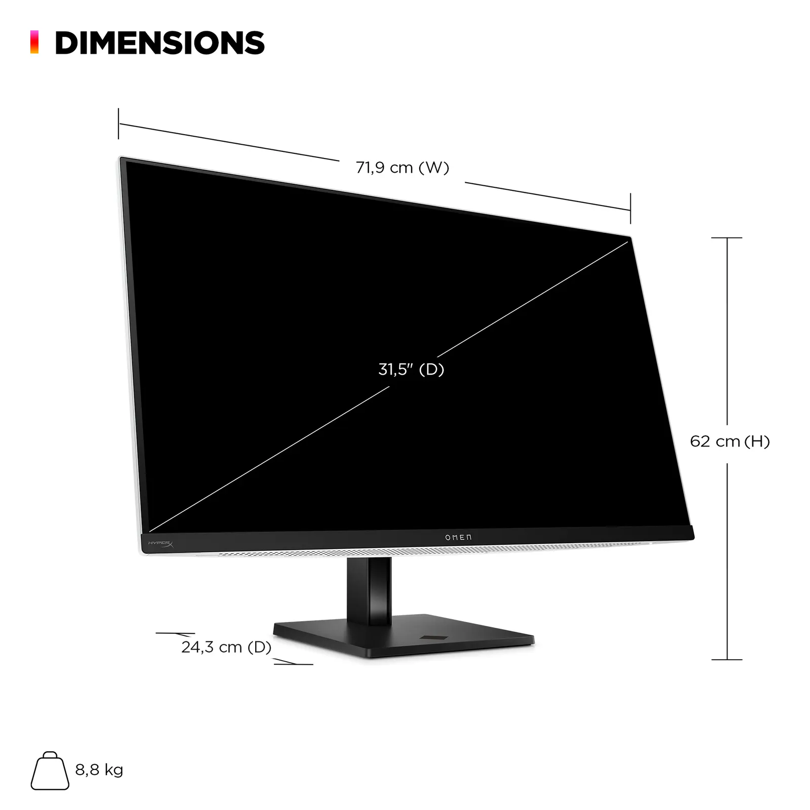 მონიტორი HP OMEN Transcend 31.5" QD-OLED 4K Black/White