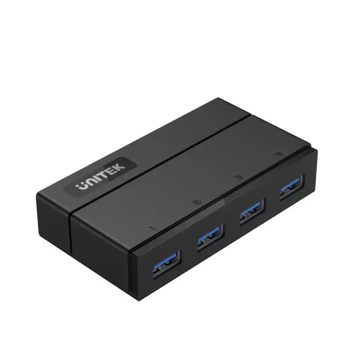 Y-HB03001, UNITEK 4-in-1 USB3.0 4-Port Hub with Charging Function, 12V2A Power Adapter, Black
