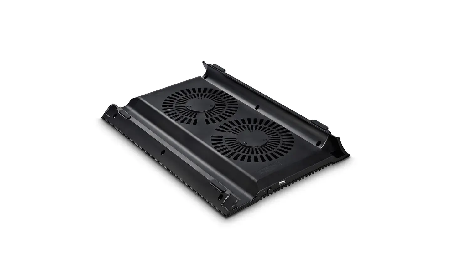 N8 BLACK, DEEPCOOL, Cooler, 17", on/off, 4 port usn HUB, 1000rpm, 140mm Fan x 2, 25.1 db, 94.7 CFM, 380x55x278, aluminum.