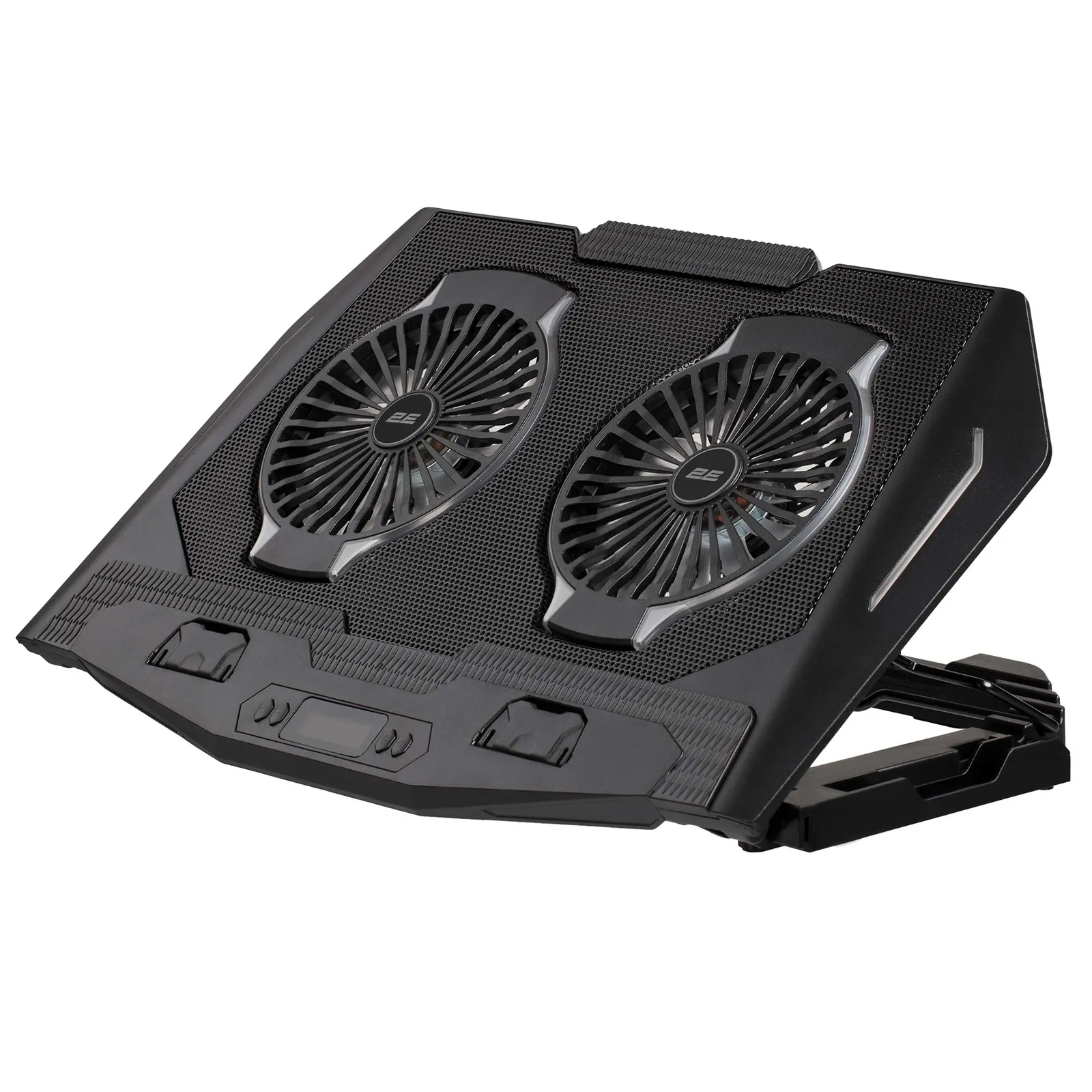 ნოუთბუქის ქულერი 2E GAMING Laptop stand CPG-006, up to 17.3", 2xUSB-A, LCD/phone holder, RGB, black