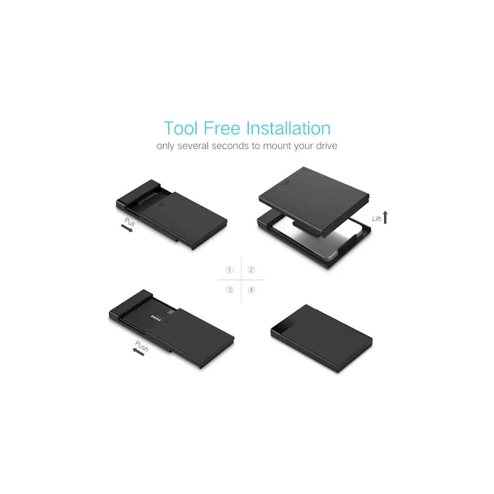 UGREEN US221 (30847), 2.5″ Hard Drive Enclosure USB 3.0 to SATA III Adapter, Black