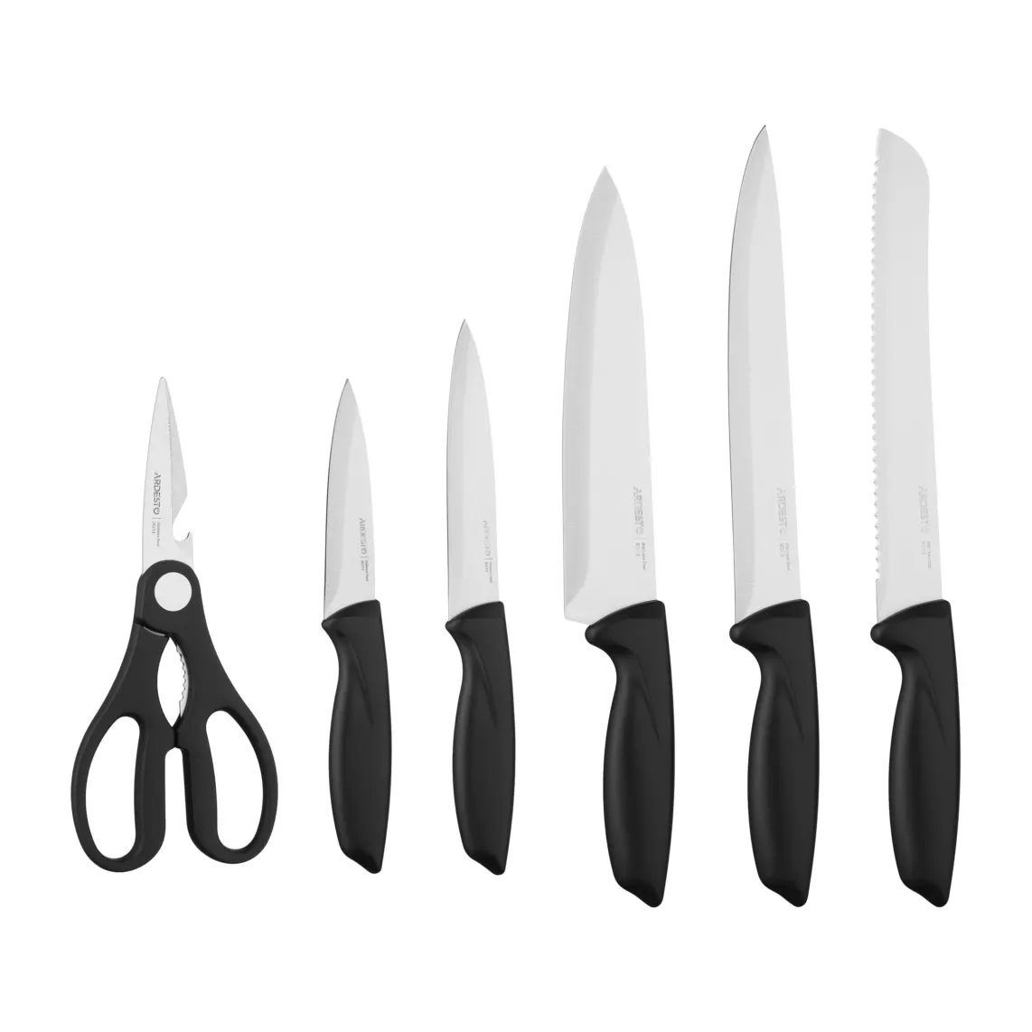 Knives set with block ARDESTO Gemini, 7pcs, stainless steel, plastic, black