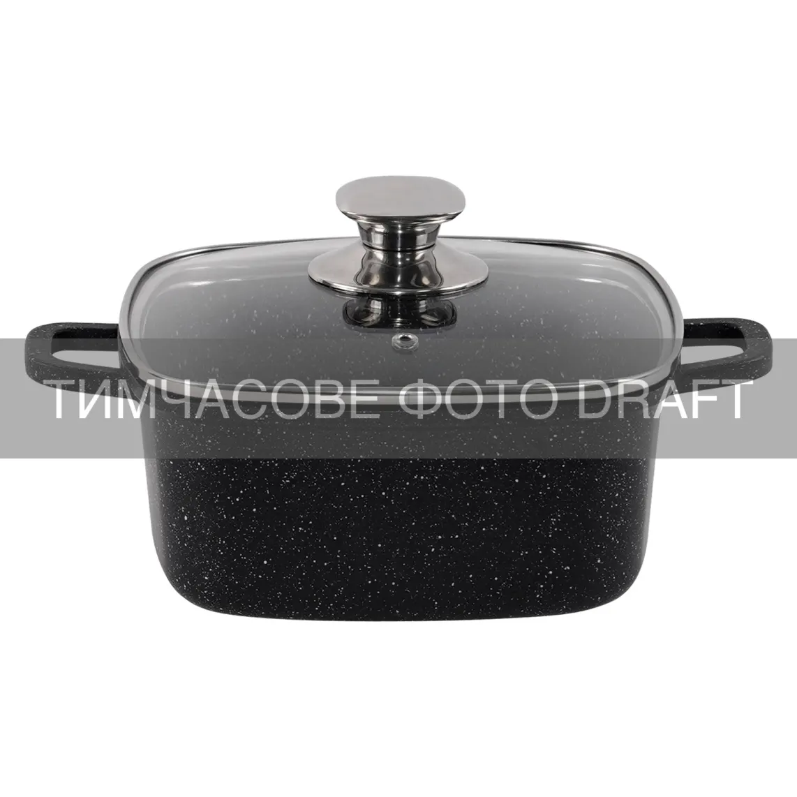 ქვაბი Casserole with glass lid ARDESTO Gemini, 3.5l, aluminum, square, black
