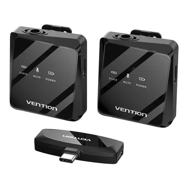 მიკროფონი NCBB0, VENTION, Microphone , USB-C 2-Pack Wireless Lavalier Microphone Black Type .