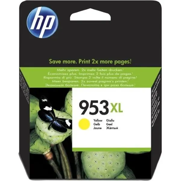 HP 953XL High Yield Yellow Original Ink Cartridge, F6U18AE