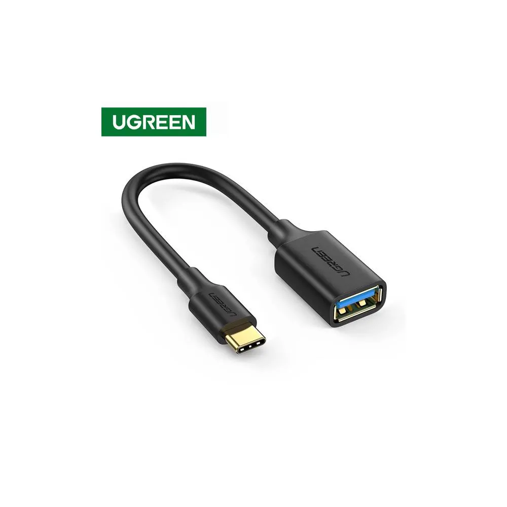 USB კაბელი UGREEN US154 (30701), Type-C Male to USB 3.0 Female OTG Cable, 15cm, Black