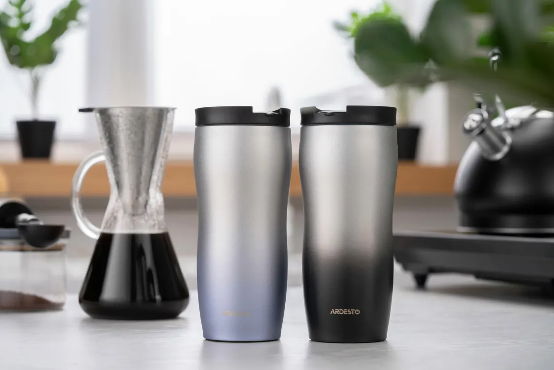 თერმოჭიქა Ardesto Travel mug Metallic, 450ml, stainless steel, blue
