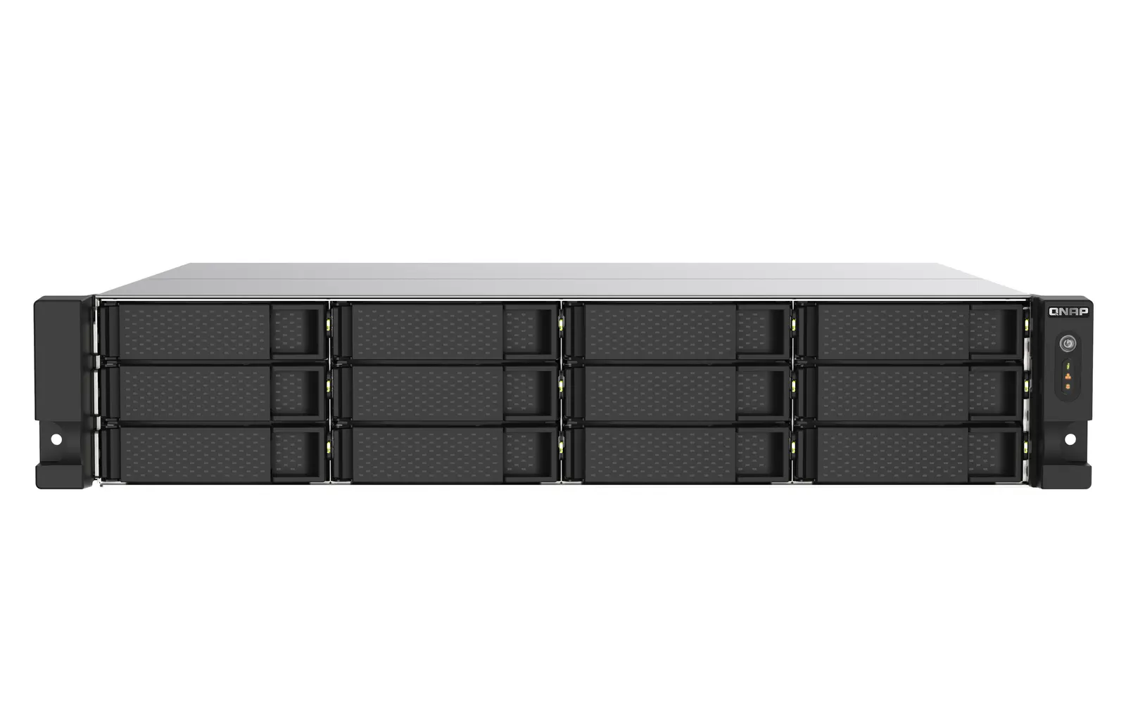 NAS სერვერი 12-bay rackmount NAS, AMD Ryzen V1000 series V1500B 4C/8T 2.2GHz, 8GB DDR4 RAM (2 x UDIMM slots, max. 64GB), 2 x 2.5GbE LAN, optional 10GbE & M.2 NVMe