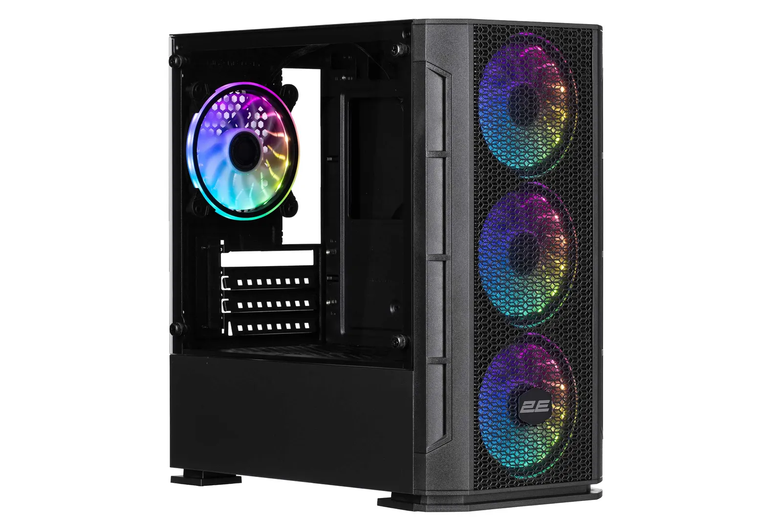 ქეისი 2E GAMING Computer case CALLEO (GB700) MiniT, Micro ATX,Mini ITX,2xUSB2.0,1xUSB3.0,4x120mm ARGB, TG (side panel), without PSU, black