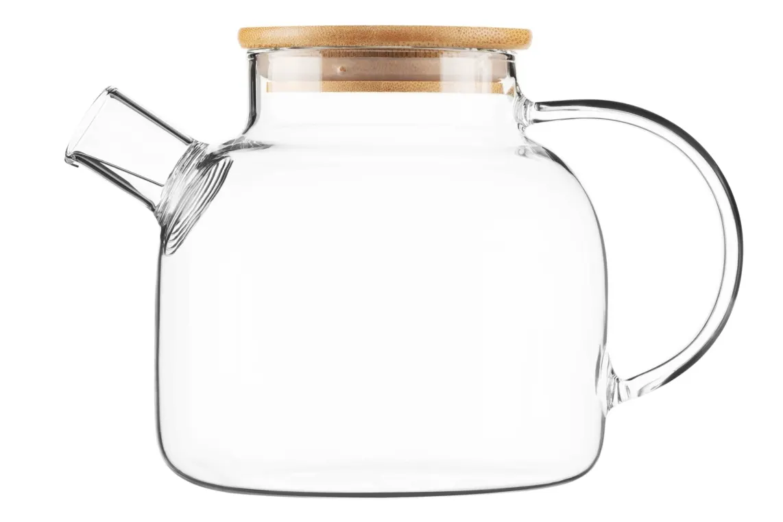 ჩაიდანი Ardesto Teapot Gemini 1200ml, borosilicate glass, bamboo, transparent