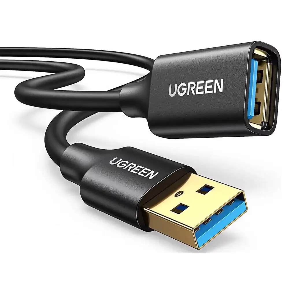 USB დამაგრძელებელი UGREEN US129 (10373), USB 3.0 Male to USB Female, Extension Male Cable, 2m, Black