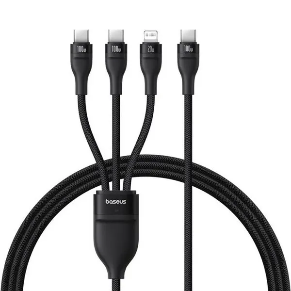 Lightning კაბელი Baseus Flash USB-C to USB-C/Lightning 1.5m 100W Black