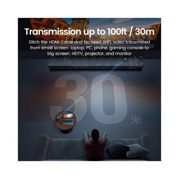 CM438, UGREEN, HDMI Transmitter, 4K Wireless HDMI Transmitter And Receiver, Black.