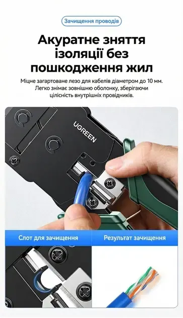 NW304, UGREEN, Crimping Tool, Black/Green.