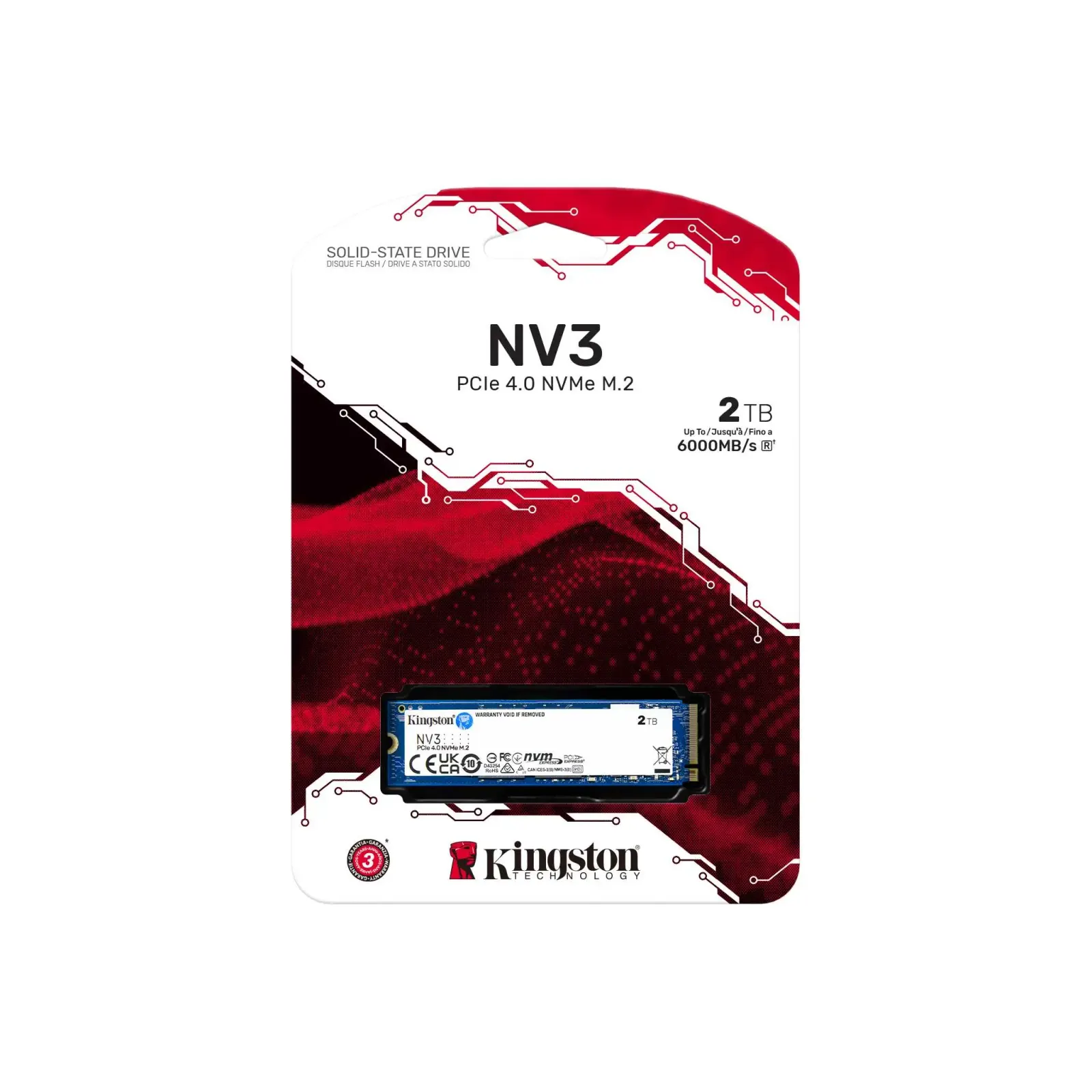 Kingston, NV3 PCIe 4.0 NVMe SSD, 2000GB, 2280 PCIe.