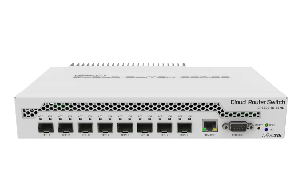 მართვადი სვიჩი - CRS309, L3, 1G, 8S+, MikroTik CRS309-1G-8S+IN