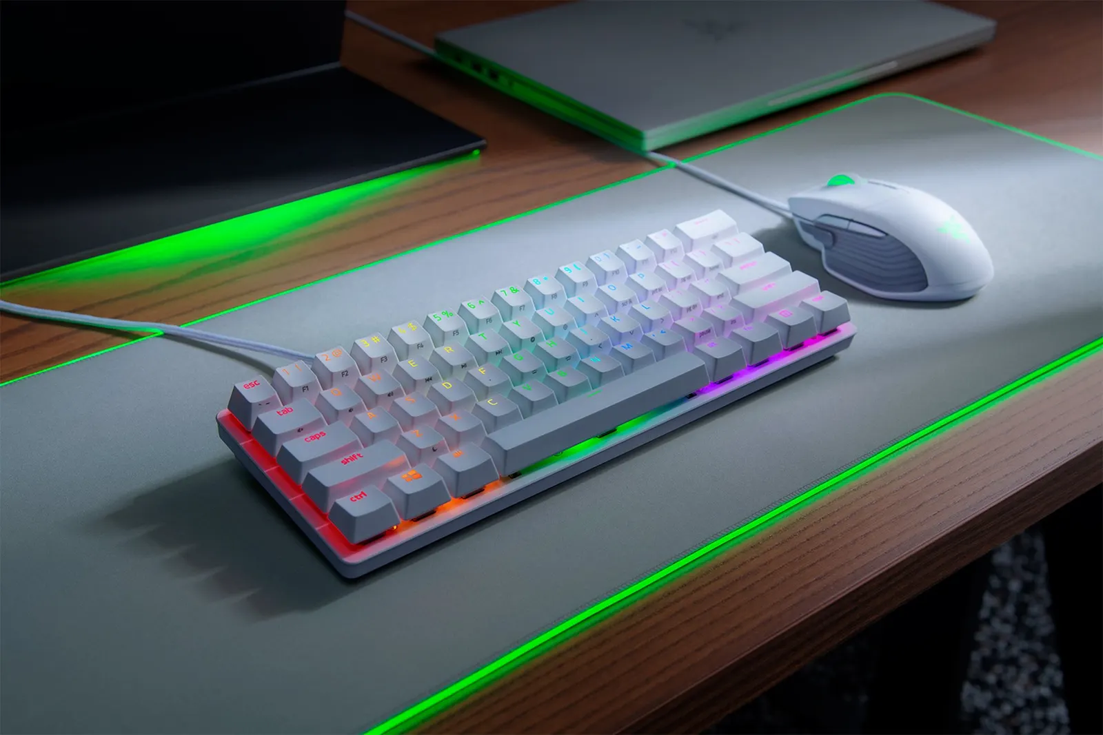 კლავიატურა Razer Keyboard Huntsman Mini Mercury Ed. RGB 61key Red Switch USB EN White