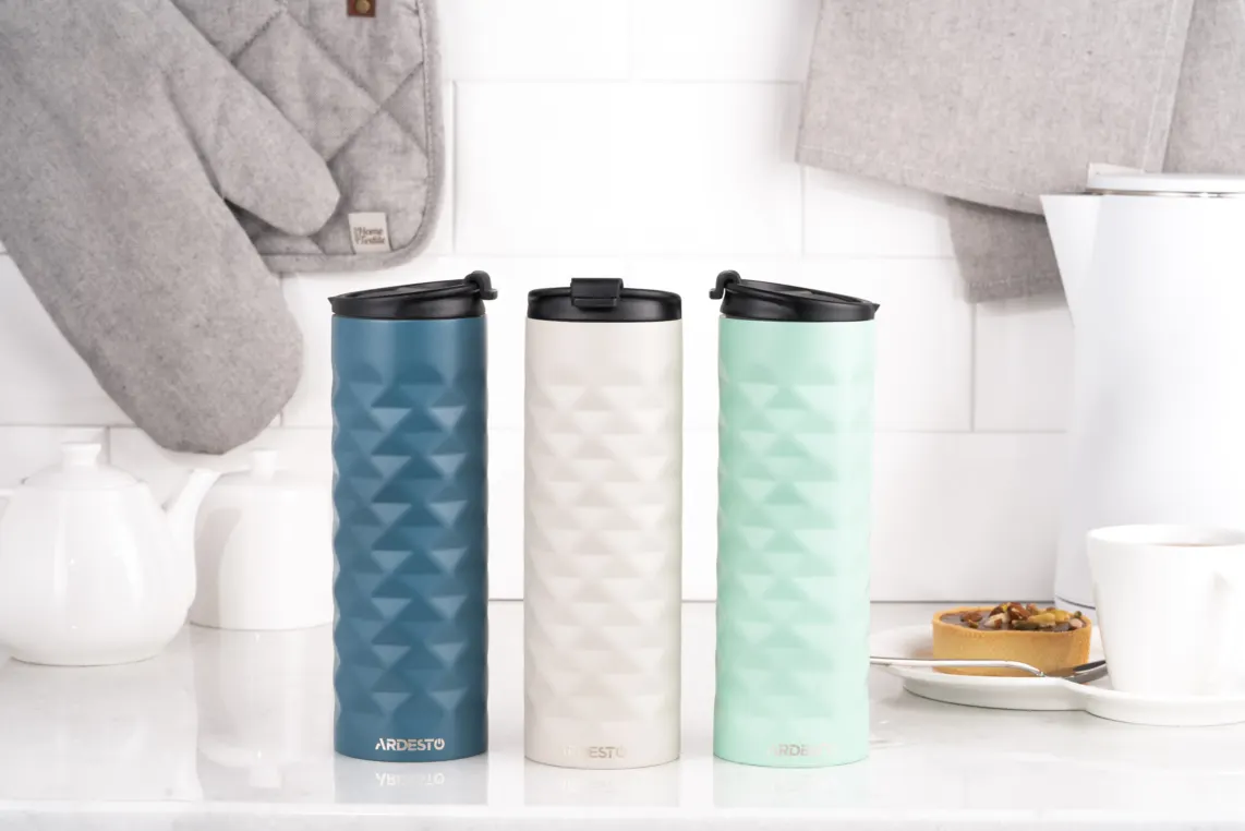 Ardesto Travel mug Bright City 400 ml, stainless steel, dark blue
