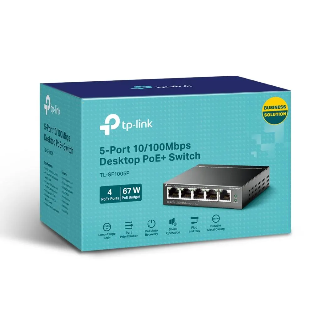 PoE სვიჩი TP-Link, TL-SF1005P, 5-Port 10/100Mbps Desktop Switch with 4-Port PoE