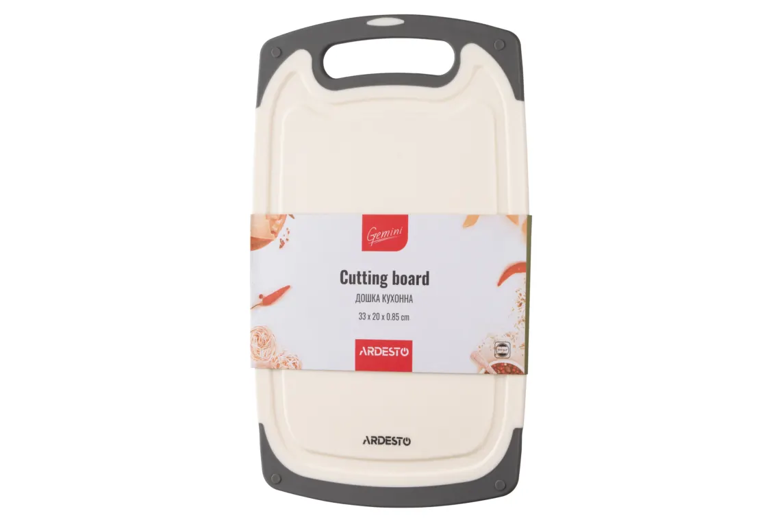 საჭრელი დაფა Ardesto Cutting board Gemini, 33x20x0.85cm, plastic, white
