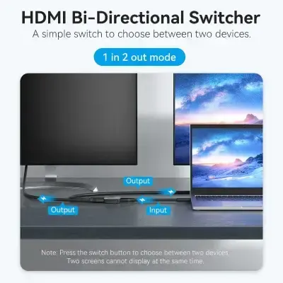 KVM/HDMI სვიჩი VENTION HDMI Switch 2 Ports 4K