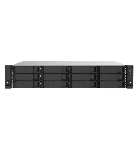 NAS სერვერი 12-bay rackmount NAS, AMD Ryzen V1000 series V1500B 4C/8T 2.2GHz, 8GB DDR4 RAM (2 x UDIMM slots, max. 64GB), 2 x 2.5GbE LAN, optional 10GbE & M.2 NVMe