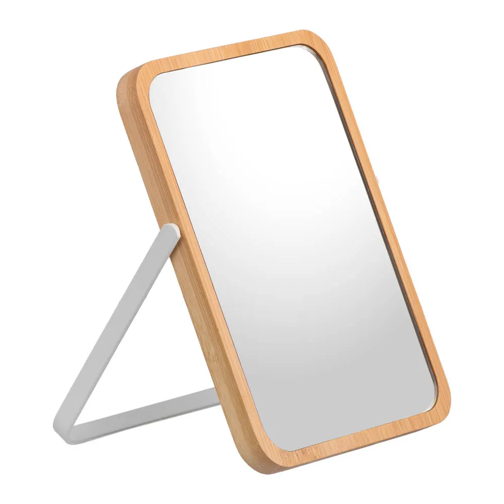 Foldable mirror Ardesto, 17.5x12.2x1.1cm, glass, bamboo, metal, plastic, white