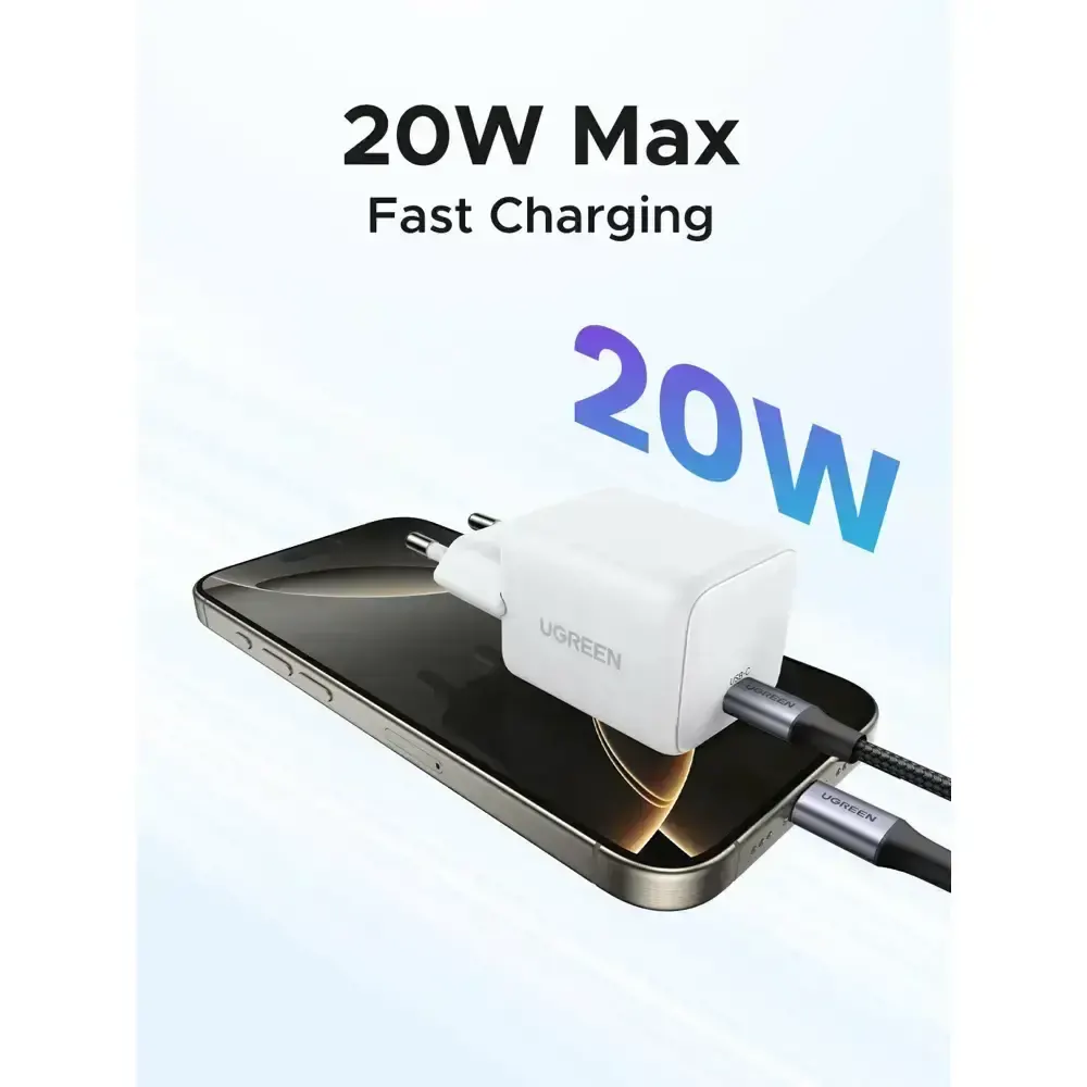 მობილურის დამტენი UGREEN X512 (55554), 20W, Type-C GaN Fast Charger, White