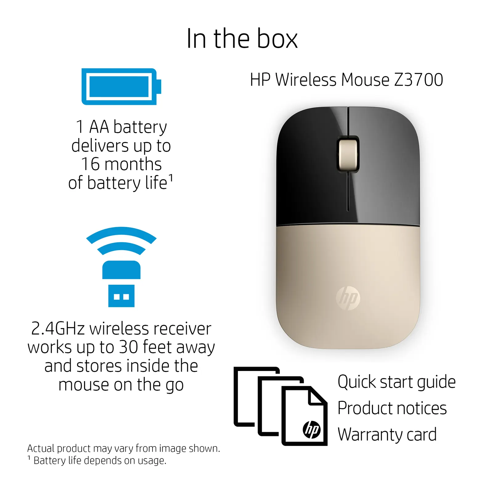 HP Z3700 Gold Wireless Mouse EURO