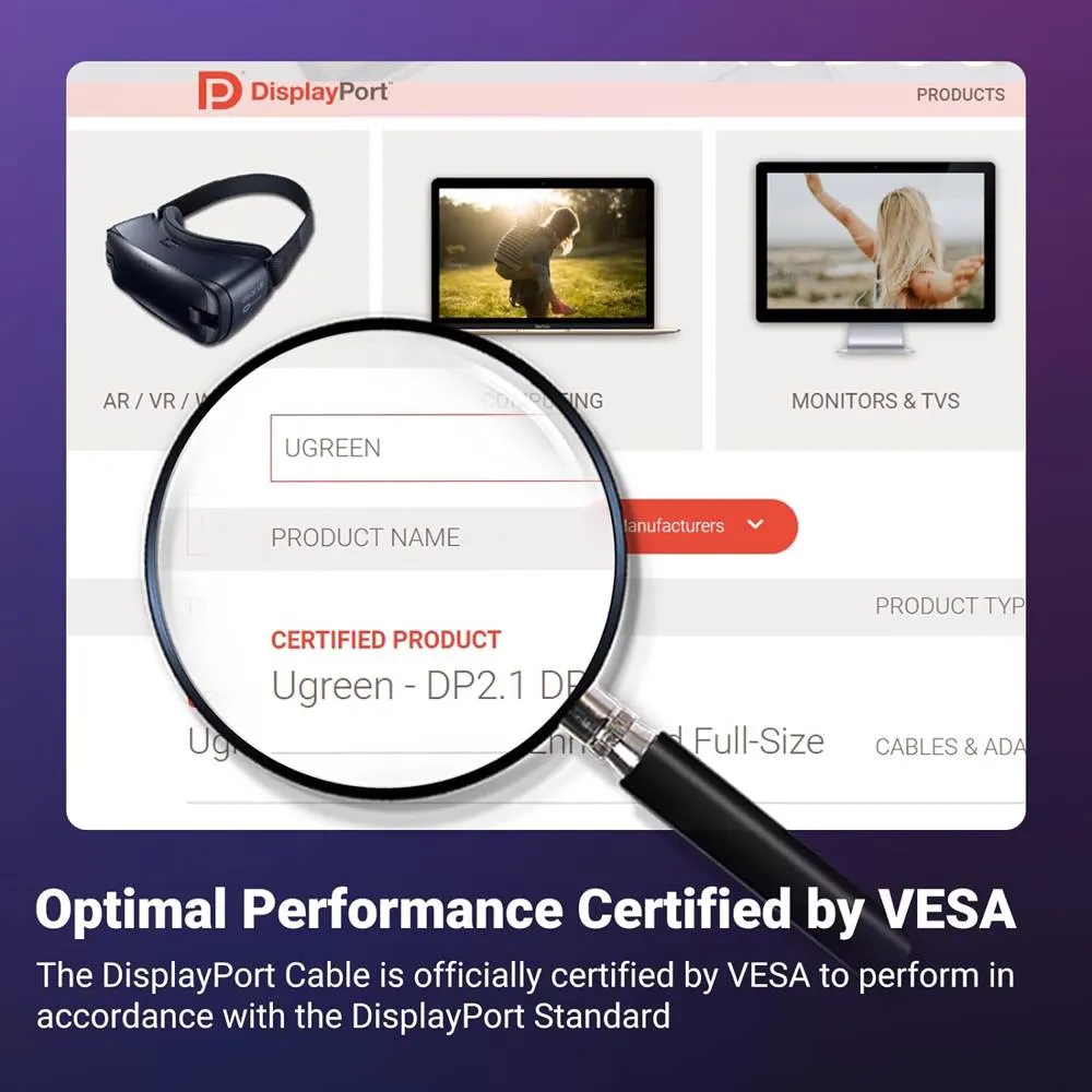 Video cable UGREEN DP118 (15384), 16K, 2.1 DisplayPort To DisplayPort, 2m, Grey/Black
