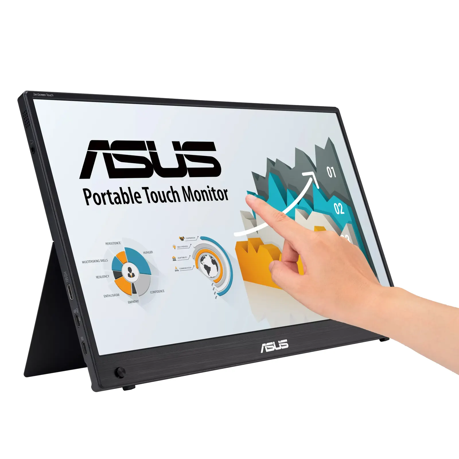 Monitor portable Asus 15.6" ZenScreen MB16AMTR mini-HDMI, 2xUSB-C, MM, IPS, 7800mAh, Touch, Case