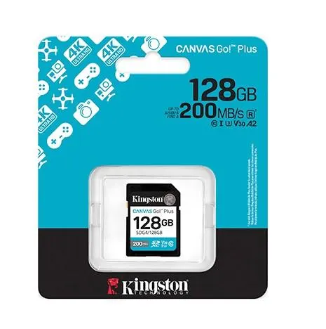მეხსიერების ბარათი SDG4/128GB, KINGSTON, Memory Card, 128GB, Canvas Go! Plus SD, Up to 200/100MB/s read/write.